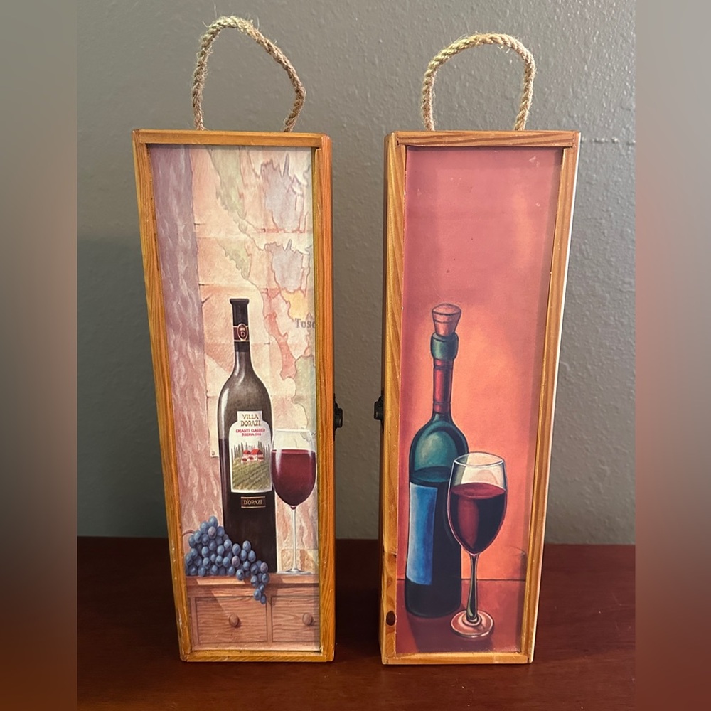 Wood Wine Boxes Carrying Case Single Wine Bottle, Wooden Wine Gift Box Holder